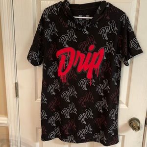 Hustle Drip short sleeve tee hoodie size L